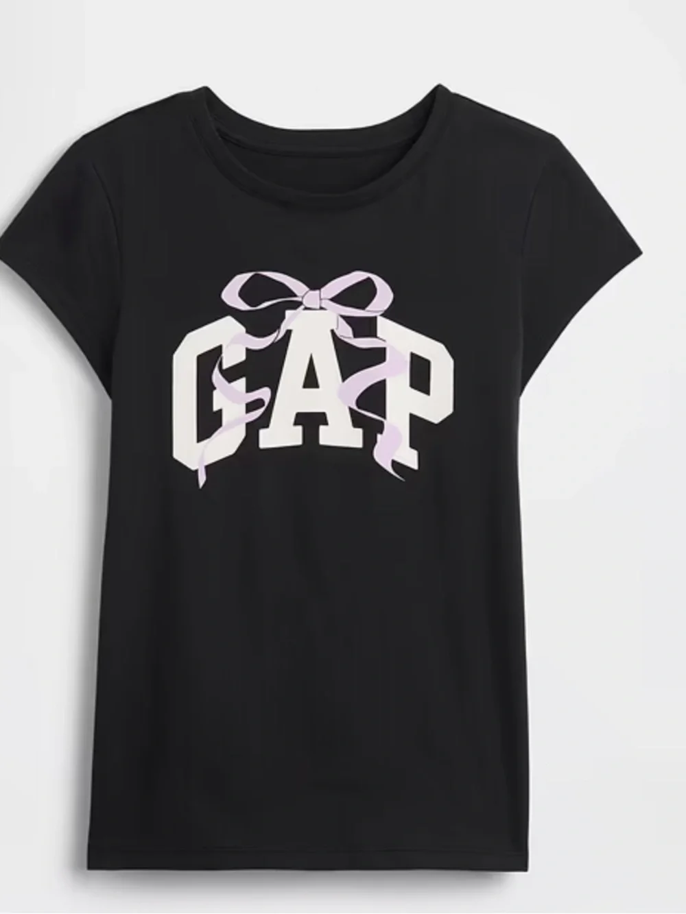 GAP Kids Black Tee with Pink Ribbon & White Bear Graphic Tee